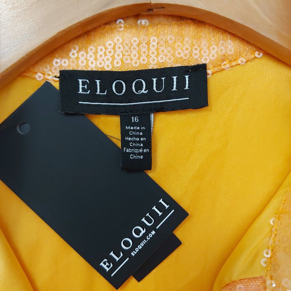 Eloquii Womens 16 Orange Pink Ombre Sequin Midi Shift Dress Glam Party Cocktail - Picture 9 of 13
